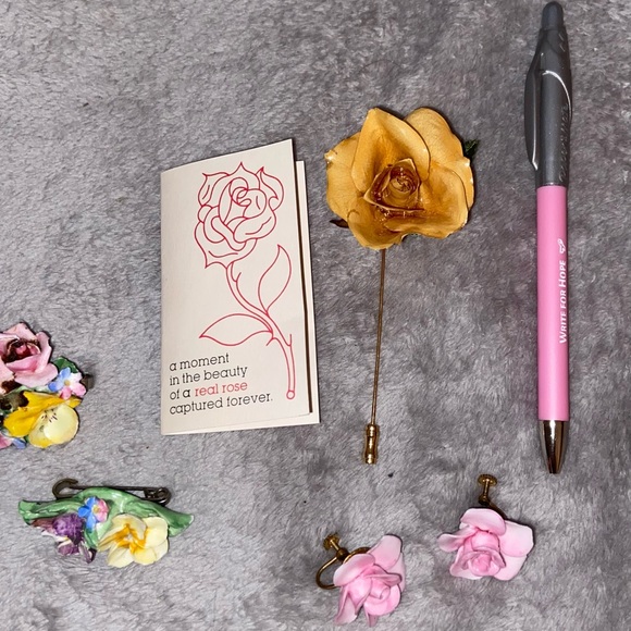 Vintage 1930’s era Flower earring and stick pin - Picture 4 of 8